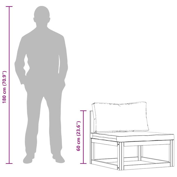 vidaXL طقم 3 قطع استرخاء للحديقة مع وسائد خشب أكاسيا صلب