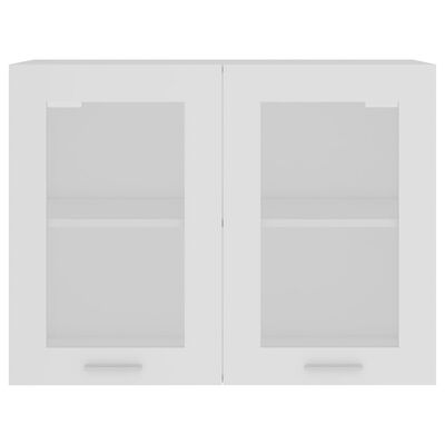 vidaXL خزانة زجاجية معلقة أبيض 80×31×60 سم خشب حبيبي