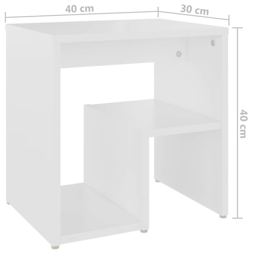 vidaXL خزانات سرير 2 ق لون أبيض 40×30×40 سم خشب صناعي