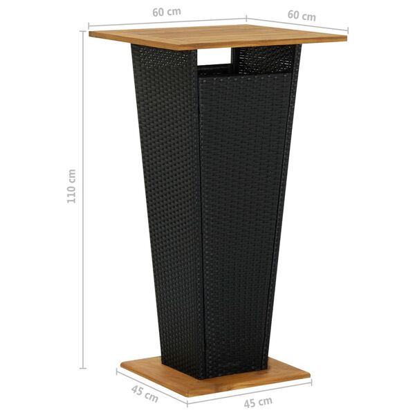 vidaXL طقم بار حديقة 3 قطع مع وسائد بولي روطان لون أسود