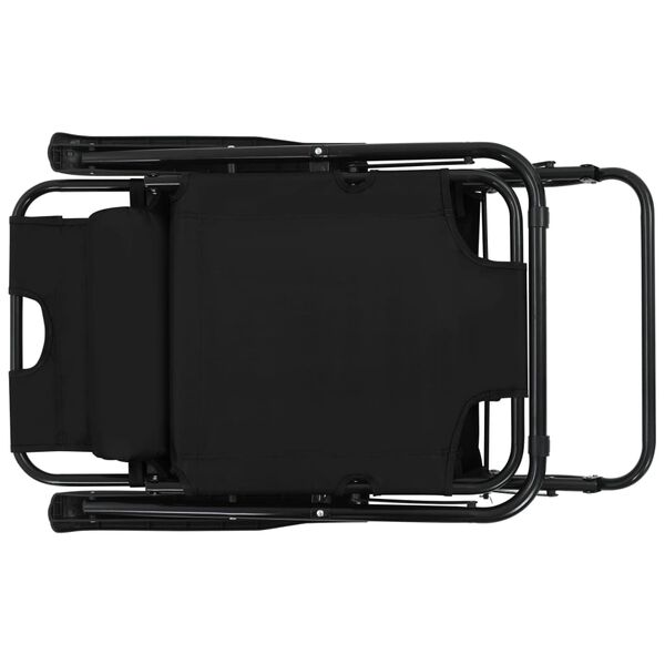 vidaXL كراسي تشمس قابلة للطي 2 ق مع مساند قدمين فولاذ أسود