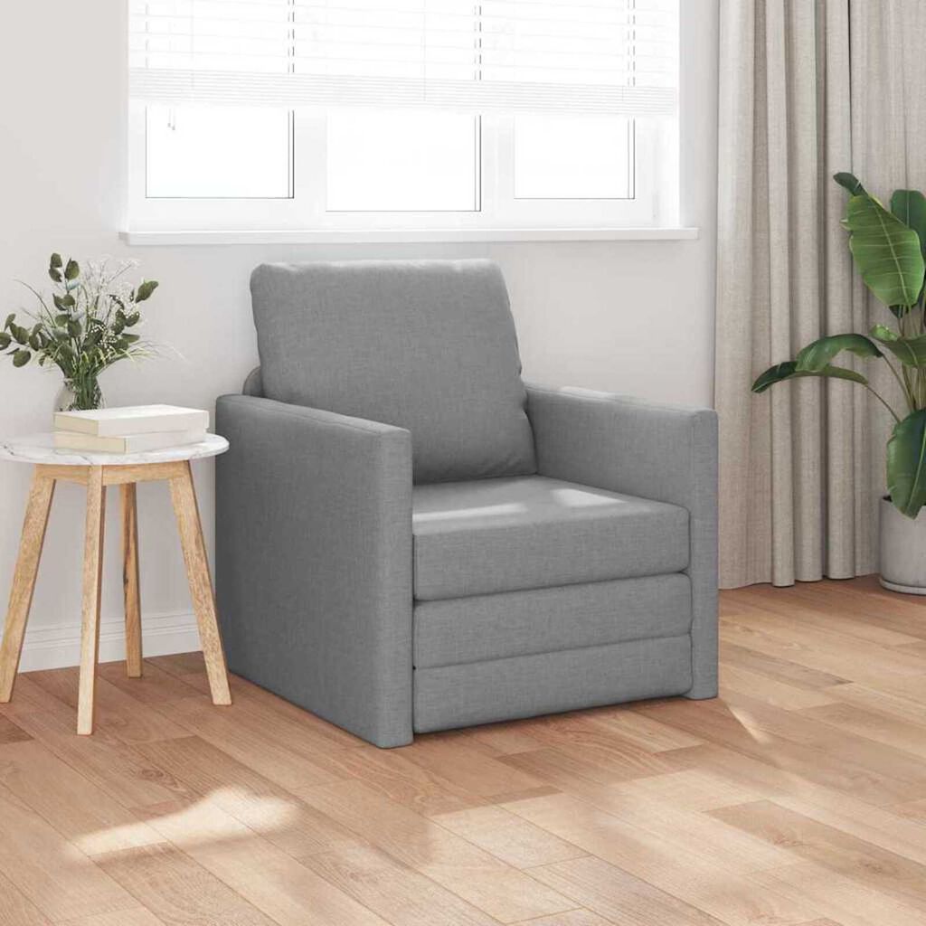 vidaXL سرير أريكة أرضي 2 في 1 لون رمادي فاتح 55x174x112 سم قماش