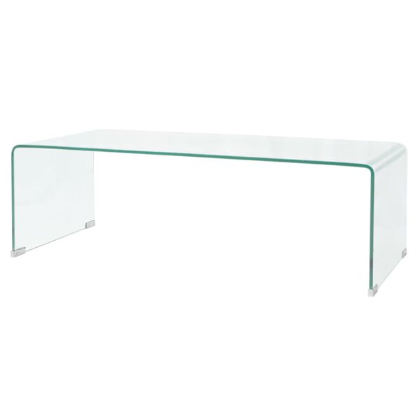 vidaXL طاولة قهوة زجاج مقوى 98×45×30 سم شفاف