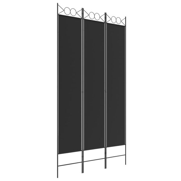vidaXL مقسم غرفة 3-ألواح أسود 120×220 سم قماش