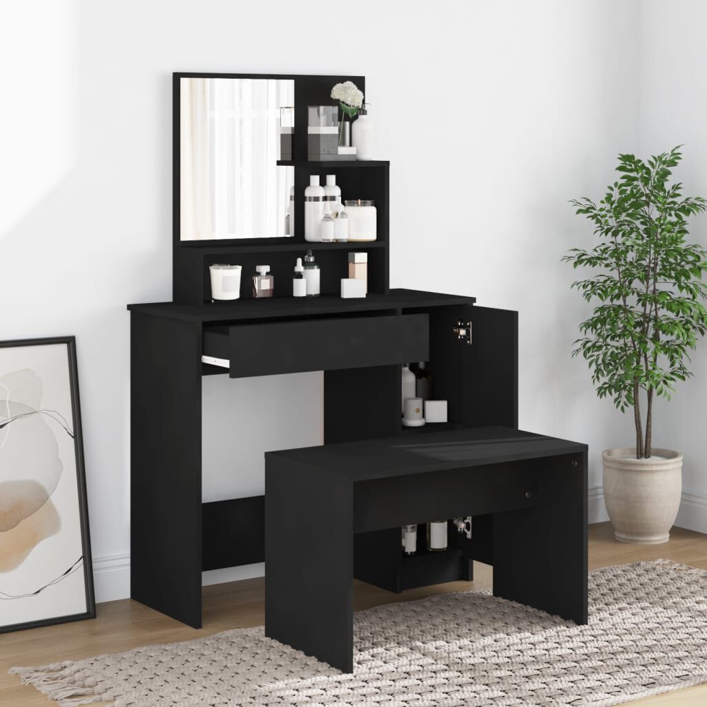 طقم طاولة تسريحة VidaXL أسود 86.5x35x136 سم