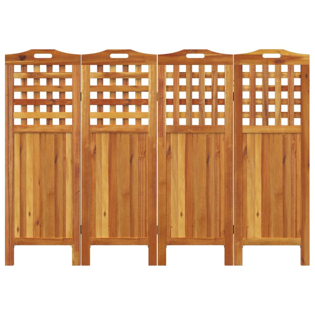 vidaXL مقسم غرفة 4-ألواح 162×2×115 سم خشب أكاسيا صلب