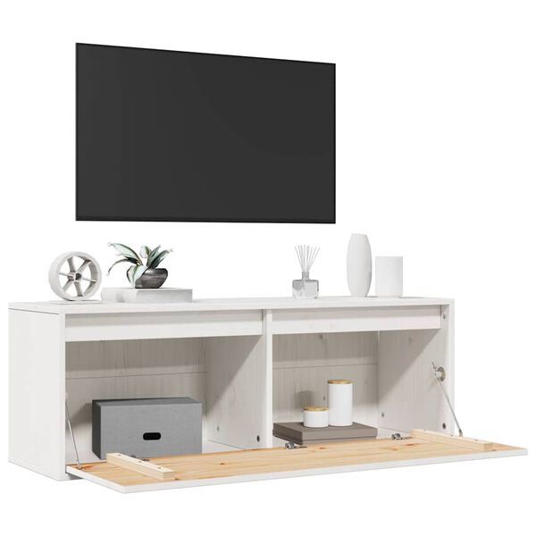 vidaXL خزانة حائط لون أبيض 35x30x100 سم خشب صنوبر صلب