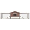 vidaXL قفص أرانب لون موكا 87x70x310 سم خشب صنوبر صلب وخشب تنوب