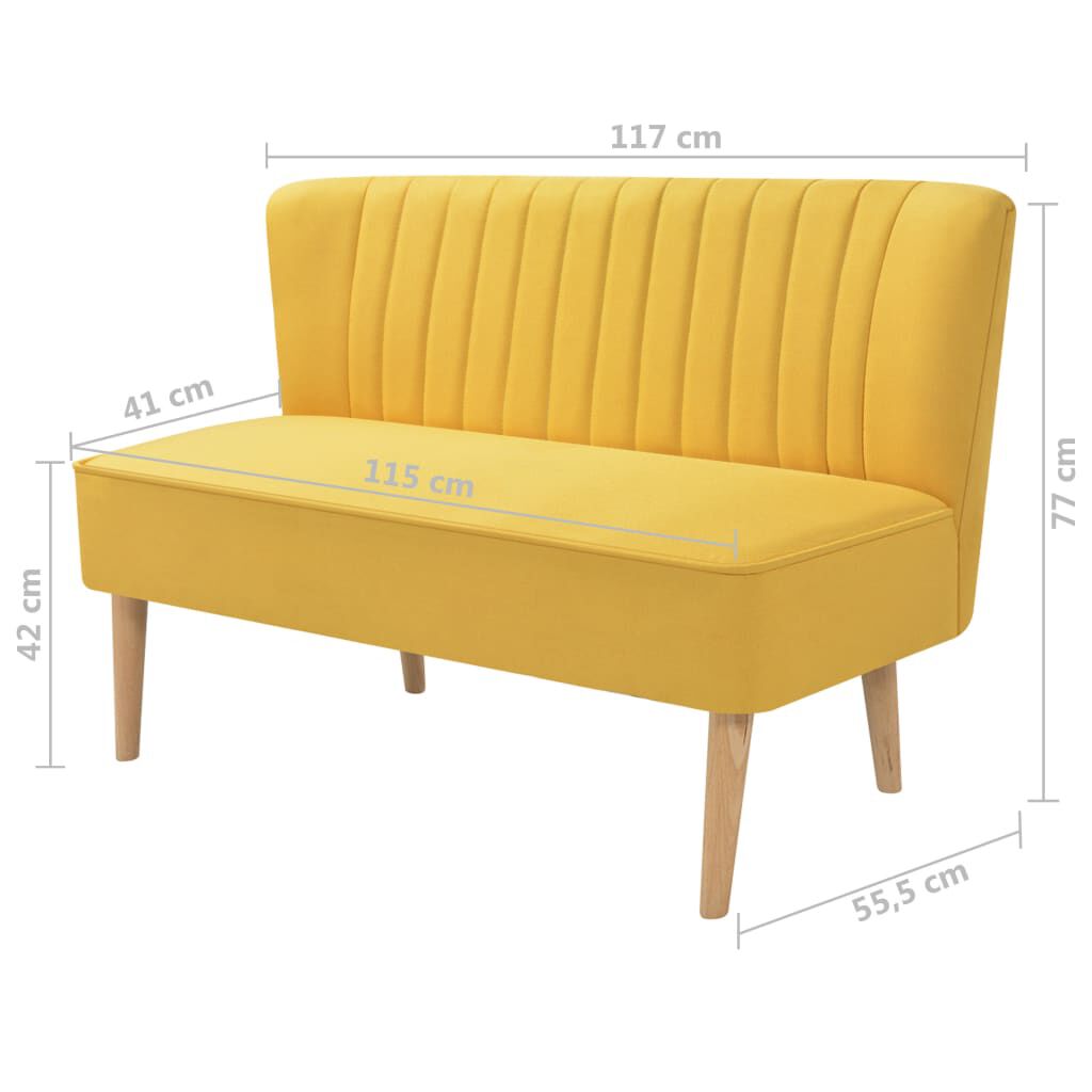 vidaXL كنبة قماش 117×55.5×77 سم أصفر