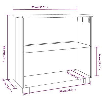 vidaXL خزانة جانبية أبيض 85×35×80 سم خشب صنوبر صلب