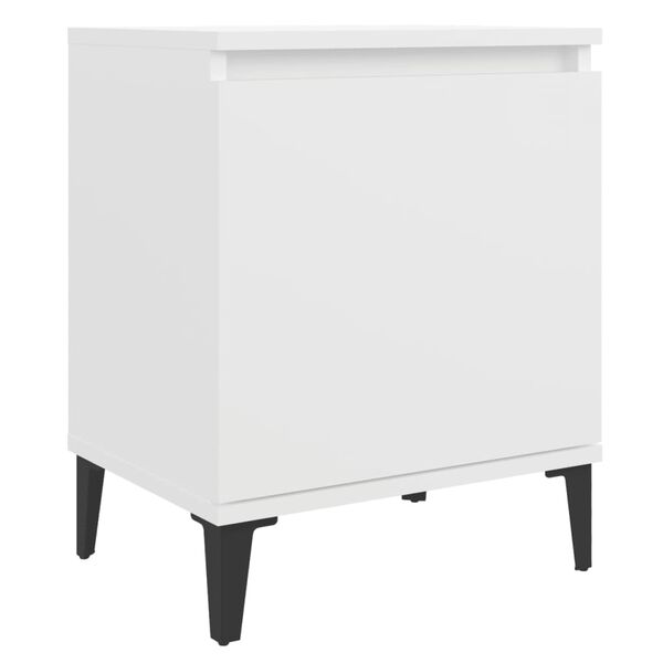 vidaXL خزانة سرير بأرجل معدنية أبيض 40×30×50 سم