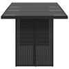 vidaXL طاولة حديقة وسطح زجاجي لون أسود 74x80x190 سم بولي روطان
