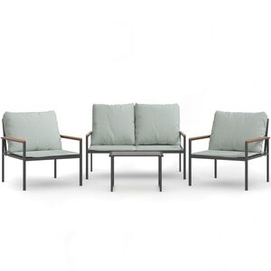 vidaXL طقم جلسة حديقة 4 قطع مع وسائد أنثراسيت فولاذ