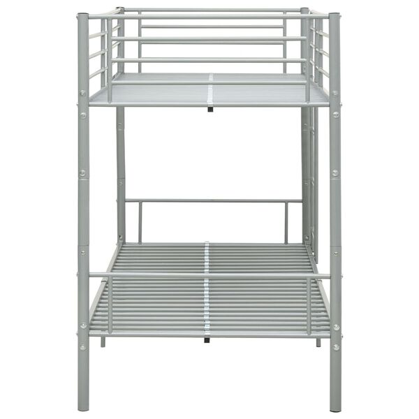 vidaXL سرير طابقين معدن رمادي 90×200 سم