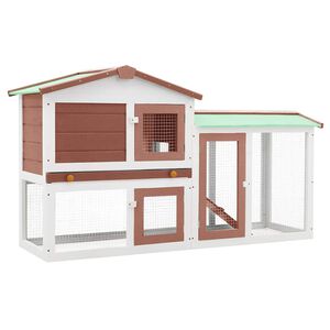 vidaXL قفص أرانب خارجي كبير بني وأبيض 85x45x145 سم خشب