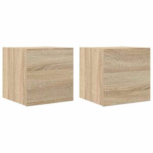 vidaXL خزانات تلفزيون جدارية 2 قطع سونوما أوك 30x30x30.5 سم