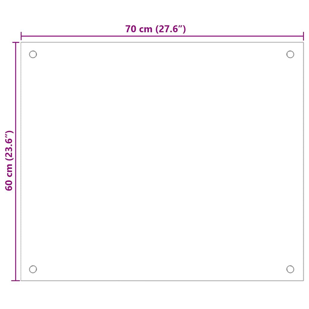 vidaXL لوح باكسبلاش شفاف للمطبخ 60x70 سم زجاج مقسى