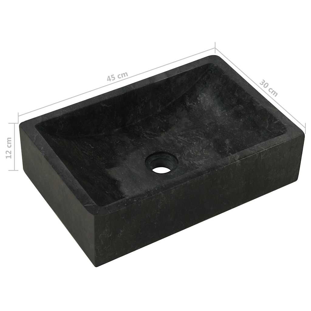vidaXL حوض 45×30×12 سم رخام أسود