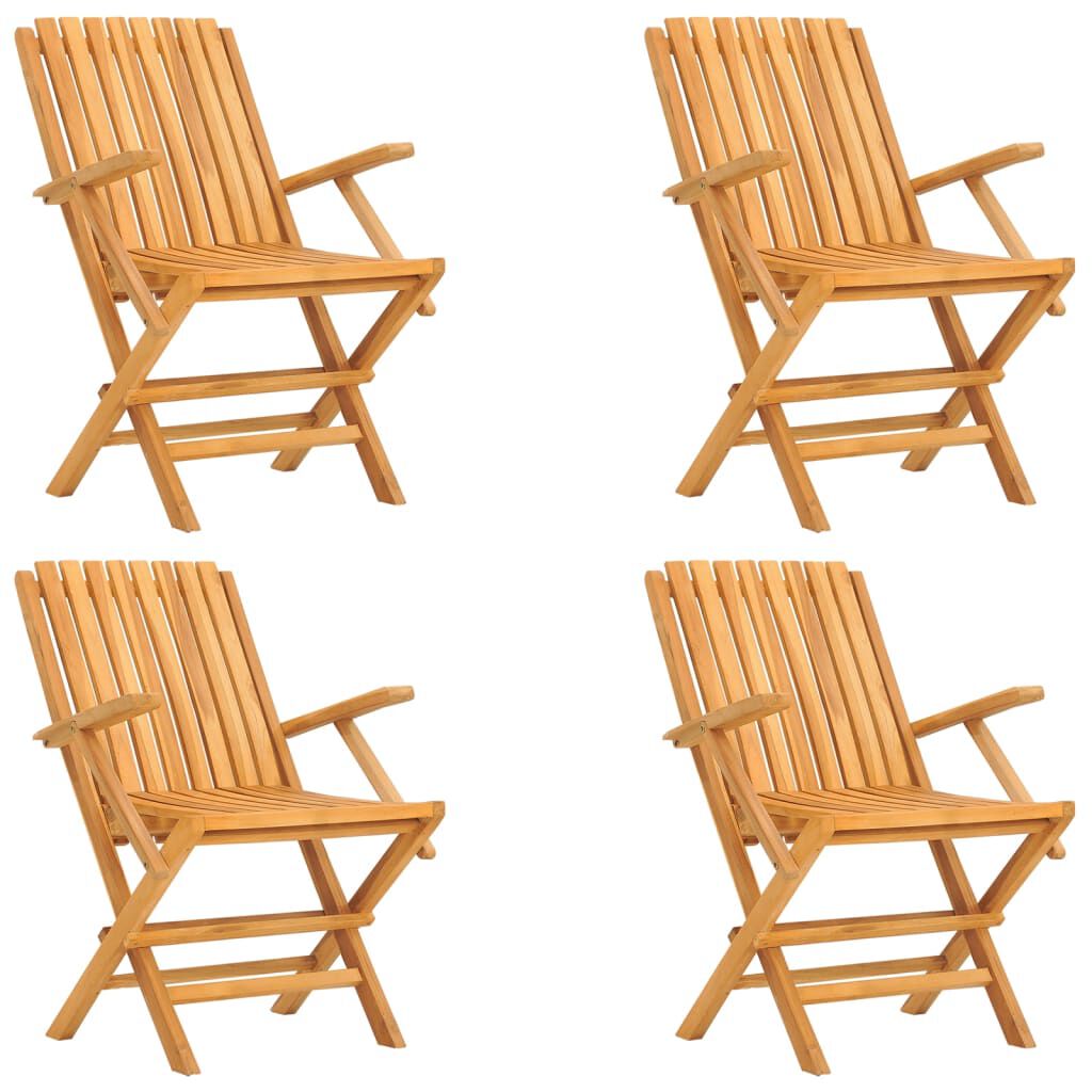 vidaXL كراسي حديقة قابلة للطي 4 ق 61x67x90 سم خشب ساج صلب