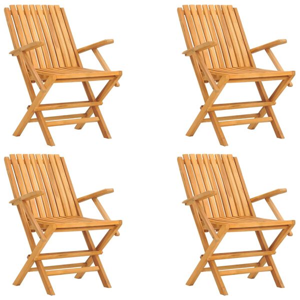 vidaXL كراسي حديقة قابلة للطي 4 ق 61x67x90 سم خشب ساج صلب