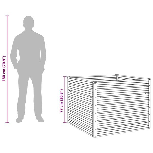 vidaXL حوض حديقة مرتفع 100×100×77 سم فولاذ مجلفن أخضر