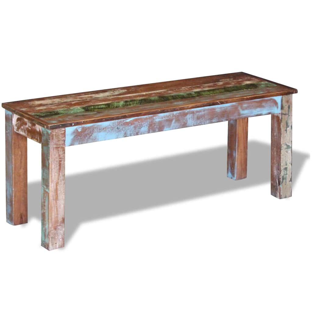 243454 vidaXL دكة خشب صلب مستصلح 110x35x45 سم