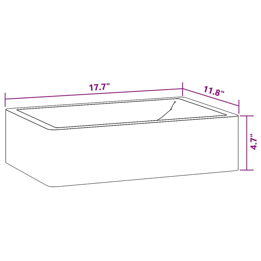 vidaXL حوض 45×30×12 سم رخام أسود