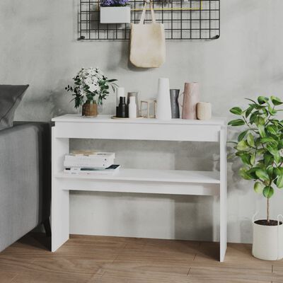 vidaXL طاولة كونسول أبيض 102×30×80 سم خشب صناعي