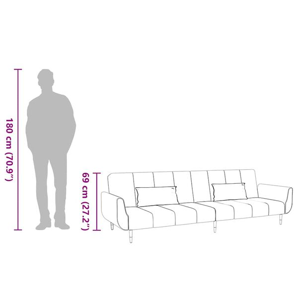 vidaXL أريكة سرير بمقعدين ومخدتين لون أسود مخمل