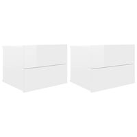 vidaXL خزانات جانب السرير 2ق لون أبيض لامع جدًا 40×30×30 سم خشب صناعي
