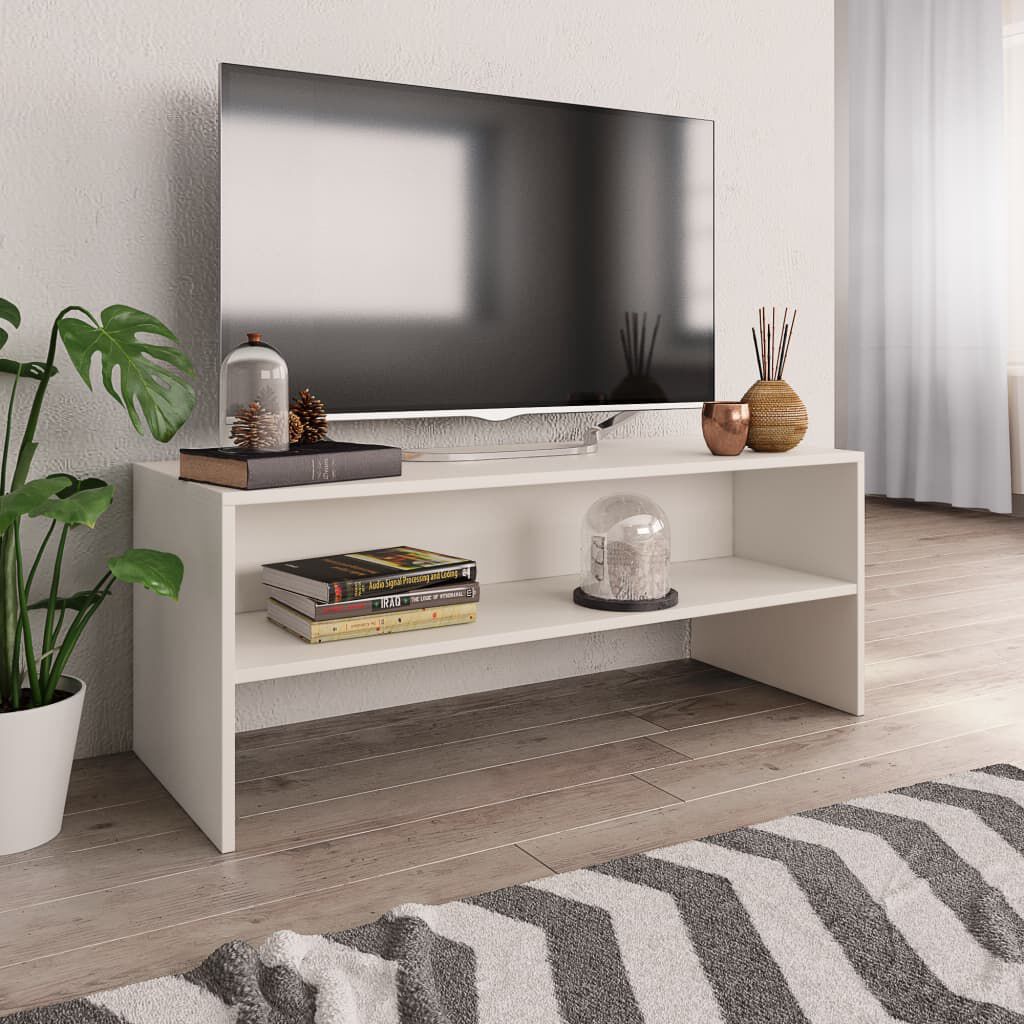 vidaXL خزانة تلفزيون لون أبيض 100×40×40 سم خشب صناعي