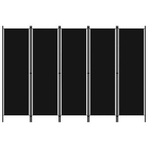 vidaXL مقسم غرفة ذو 5 ألواح أسود 250&times;180 سم