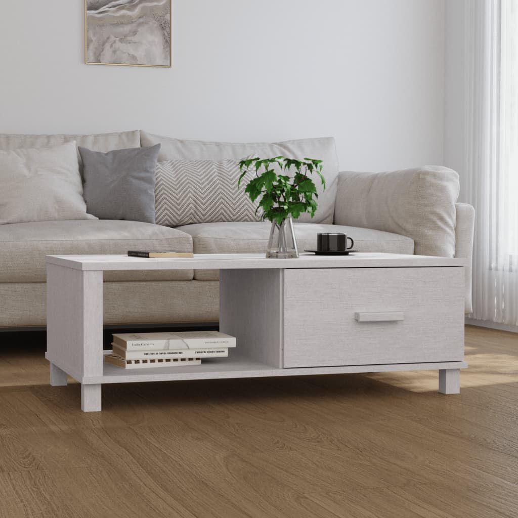 vidaXL طاولة قهوة أبيض 100×55×35 سم خشب صنوبر صلب