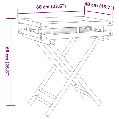 vidaXL طاولة صينية قابلة للطي 68x40x60 سم خيزران