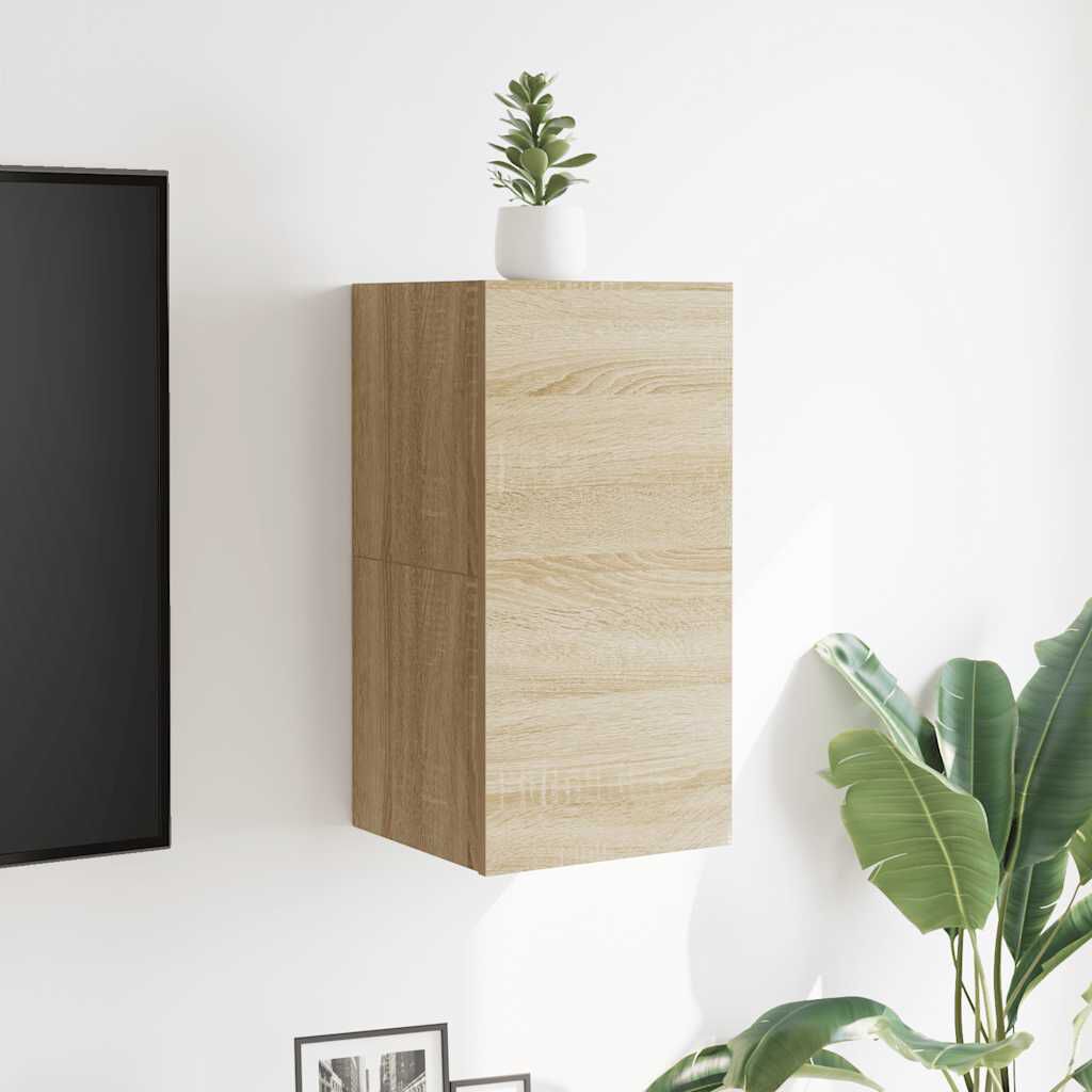 vidaXL خزانات تلفزيون جدارية 2 قطع سونوما أوك 30x30x30.5 سم