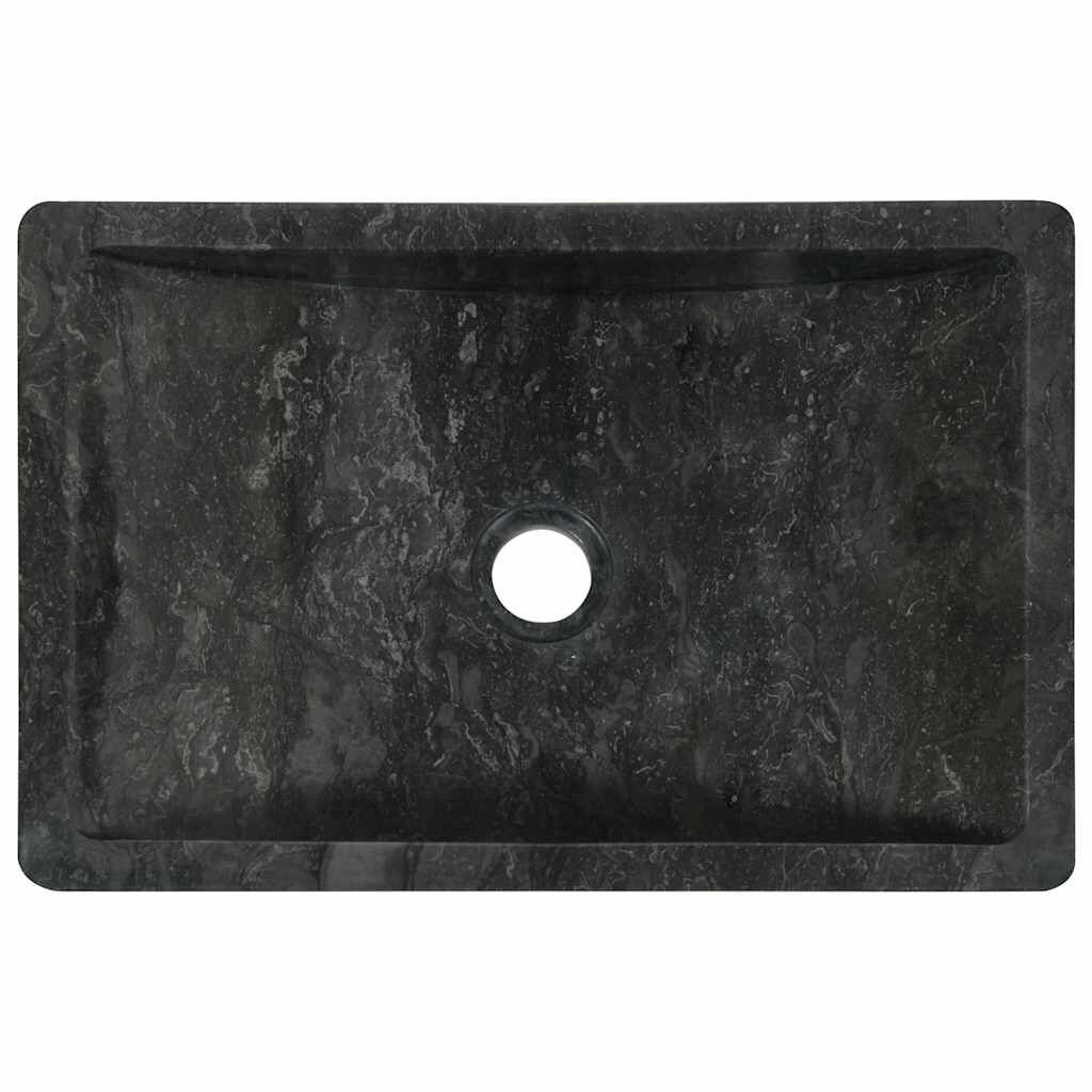 vidaXL حوض 45×30×12 سم رخام أسود