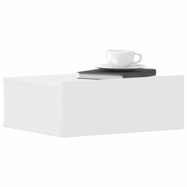 vidaXL منضدات سرير عائمة 2 ق لون أبيض 40×30×15 سم خشب صناعي