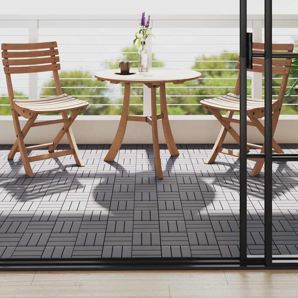vidaXL بلاط أرضية 10 قطع تشطيب رمادي 30×30 سم خشب أكاسيا صلب
