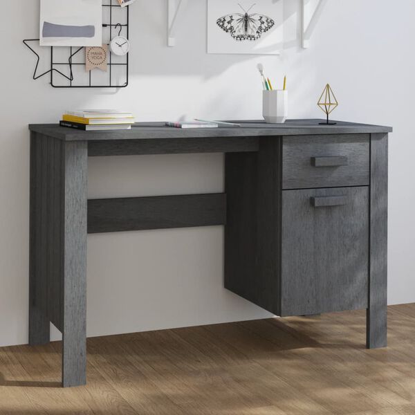 vidaXL مكتب رمادي داكن 113×50×75 سم خشب صنوبر صلب