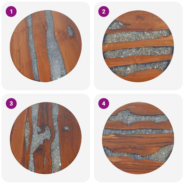 vidaXL طاولة قهوة خشب ساج وراتنج 60 سم