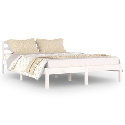 vidaXL إطار سرير خشب صنوبر صلب 140×200 سم أبيض