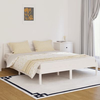 vidaXL إطار سرير خشب صنوبر صلب 160×200 سم أبيض