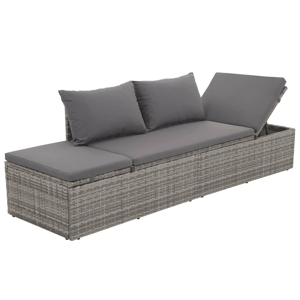 vidaXL سرير حديقة رمادي 195×60 سم بولي روطان