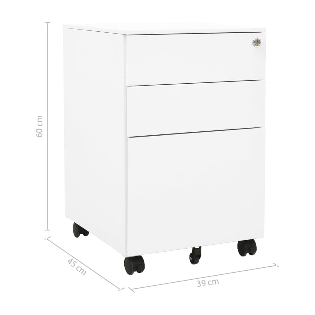 vidaXL خزانة ملفات متحركة أبيض 39×45×60 سم فولاذ