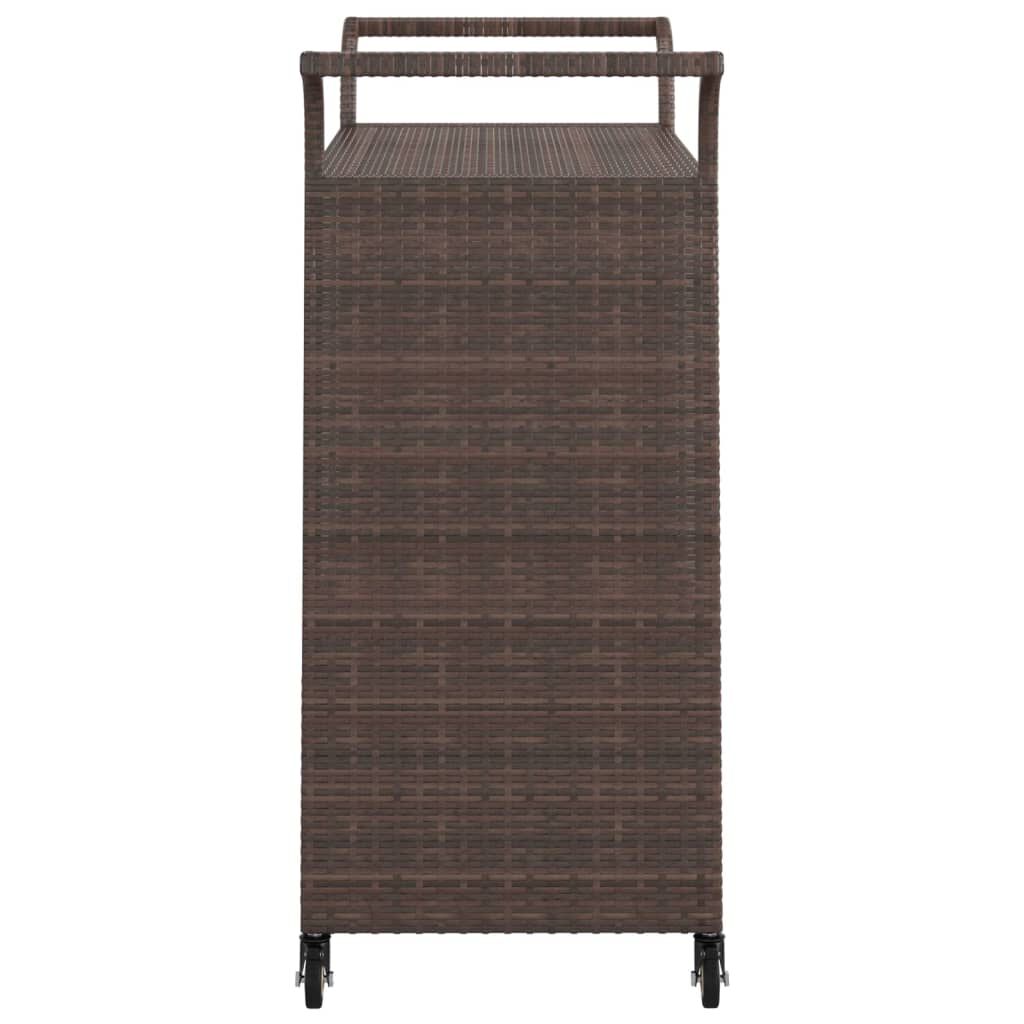 vidaXL عربة بار مع درج بني 100×45×97 سم بولي روطان