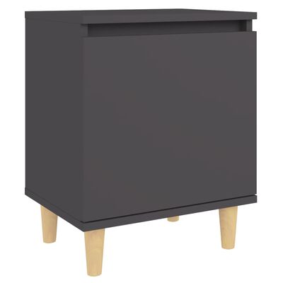 vidaXL خزانة سرير بأرجل خشبية صلبة رمادي 40×30×50 سم