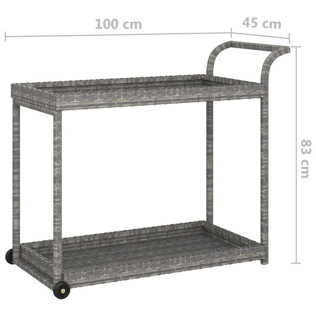 vidaXL عربة بار مع درج أسود 100×45×83 سم بولي روطان