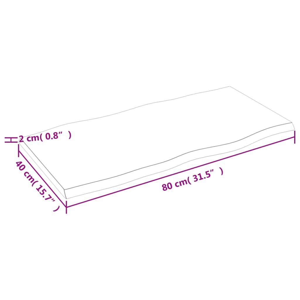 vidaXL سطح طاولة لون بني فاتح 2x40x80 سم خشب صنوبر صلب معالج وحواف خام