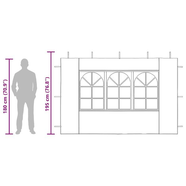 vidaXL جدار خيمة حفلات 2 ق مع نافذة PE أنثراسيت