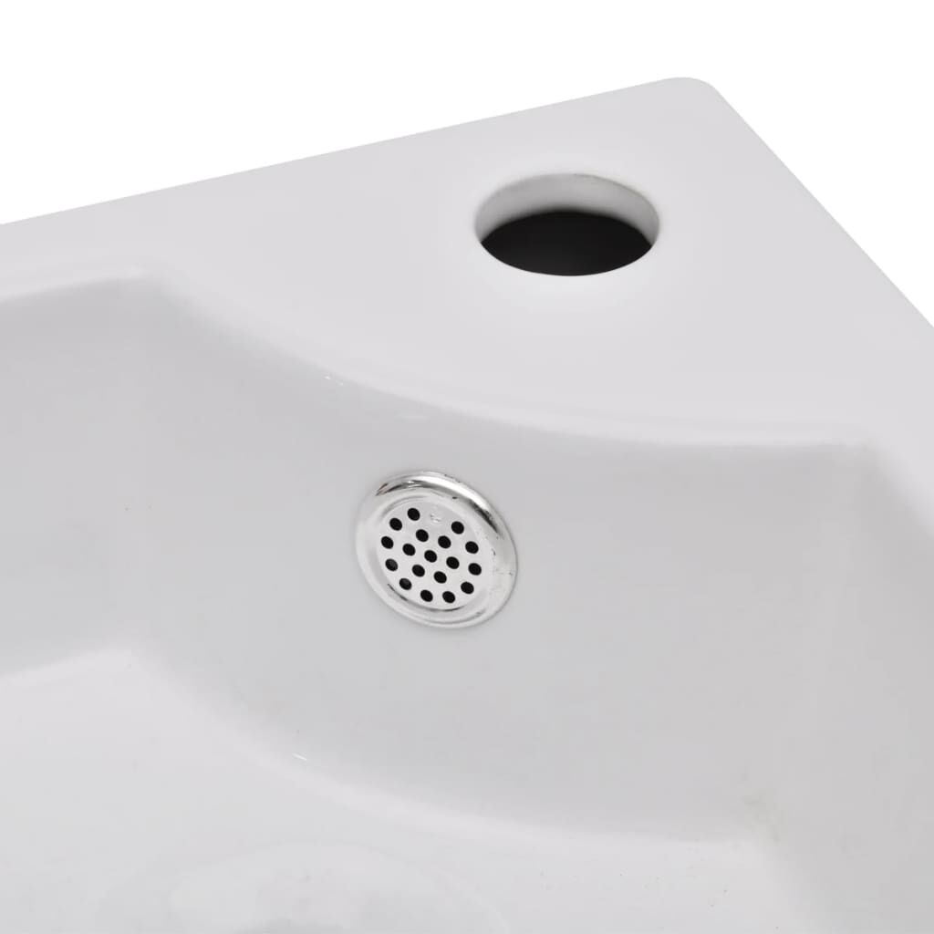 vidaXL حوض غسيل مع فتحة تدفق 12.5x32x45 سم أبيض
